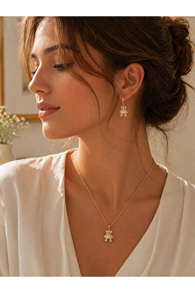 OEM Γυναικείο Χρυσό Σετ Κοσμημάτων με Ζιργκόν Αρκουδάκι – Κολιέ + Σκουλαρίκια...
