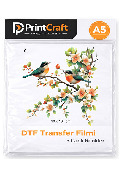Palo Santo 10x10 cm Ağaç Dalında Kuşlar Modeli Ütü ile Yapışan DTF Transfer B...