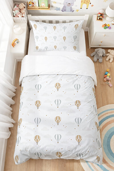 BelezaHome Uçan Balonlar Desenli Çocuk Nevresim Kılıfı 160x220 Pamuk Tek Kişi...