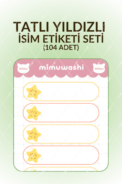 Mimu Art Studio Tatlı Yıldızlı 104 Adet İsim Etiketi Sticker Seti Defter Kita...