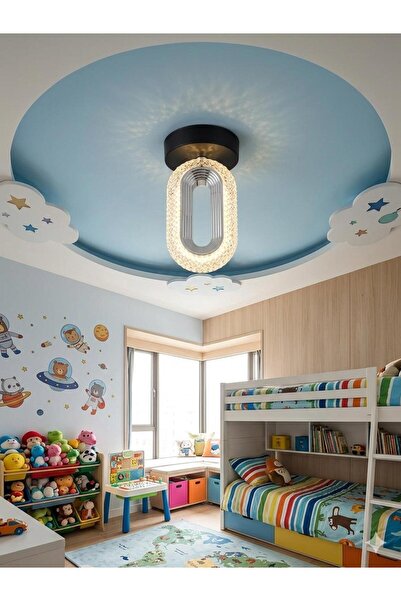 BİAVİZE SİYAH TAVANA SIFIR KRİSTAL LEDLİ MODERN AVİZE(3RENK)