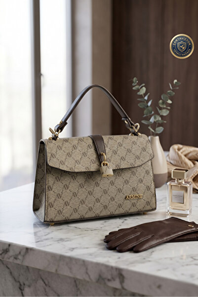 Armine Γυναικεία τσάντα χειρός και ώμου με κουκκίδες βιζόν και χιαστί λουράκι...