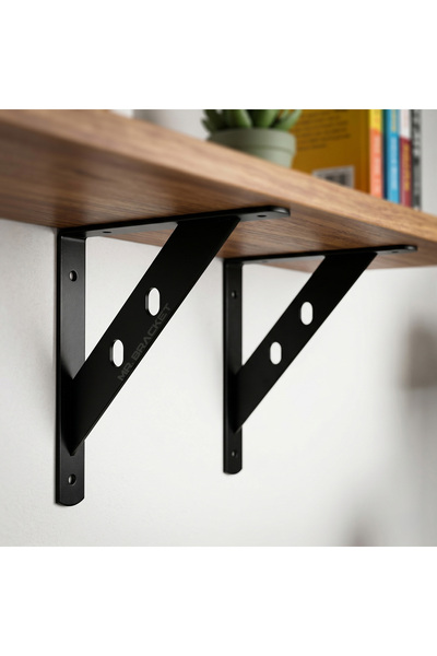 MR.BRACKET 20x16cm - 2 ad. Çelik Siyah Raf Altı Ayak - Metal Raf Tutucu L Dem...