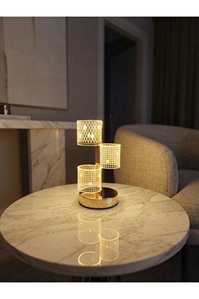 VEZZA HOME 3 Renk Işık Seçenekli Modern LED Masa Lambası - Kristal Desenli Şı...