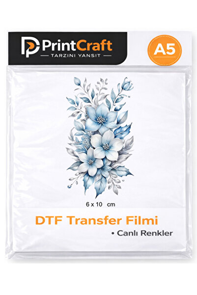 Palo Santo 6x10 cm Mavi Çiçekler Modeli Ütü ile Yapışan DTF Transfer Baskı (A5)