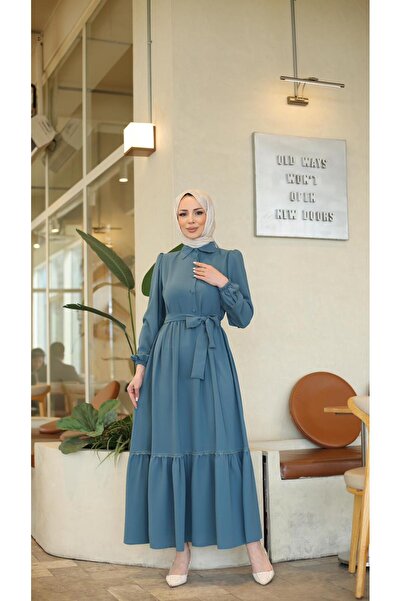 Moda İncir Δαντελωτό φόρεμα με κορδόνια