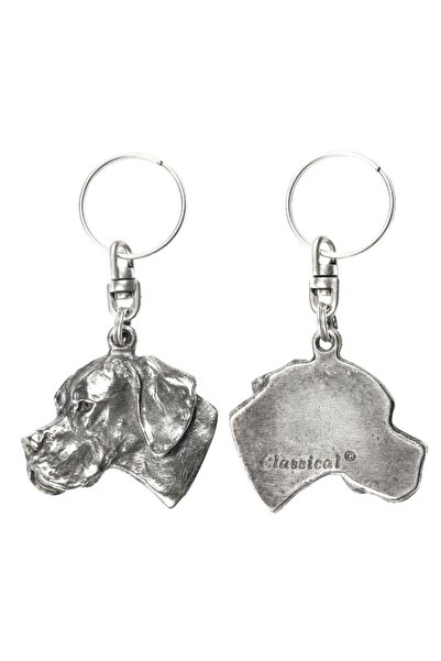 Art - Dog English Pointer- Silver-plated pendant with a dog in a decorative b...