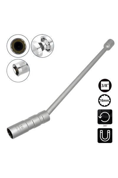 Titi 6562 Αρθρωτός μαγνήτης 12 γωνιών 3/8 " Μακρύς υποδοχέας μπουζί 16 mm