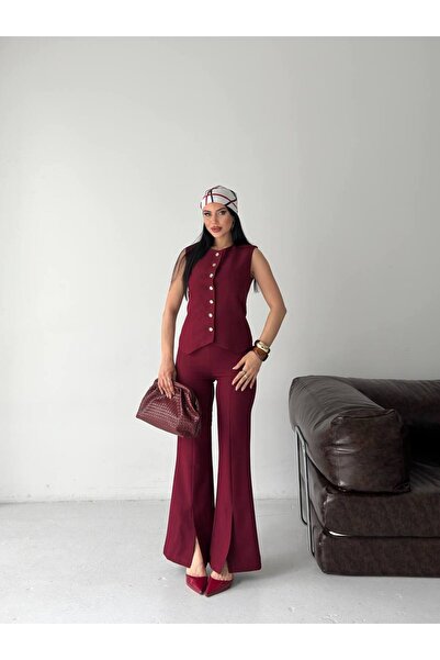 Bella Breeze Women's Vest Trouser Suit Button Detail Stylish Two-Piece Suit M...