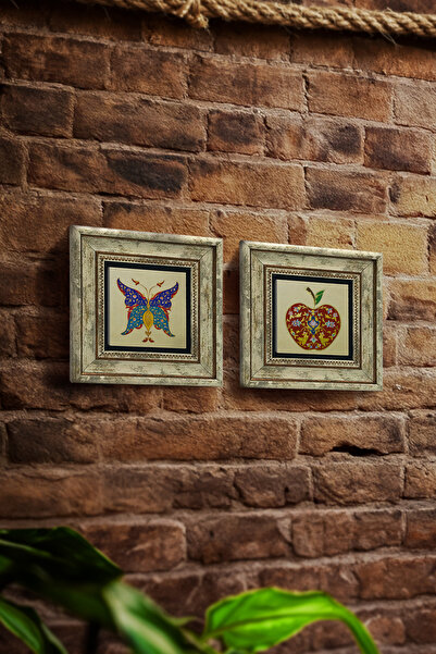 Sadrazam Σχέδιο πεταλούδας και σχέδιο μήλου 20x20 εκ. Σετ 2 τεμαχίων ζωγραφικ...