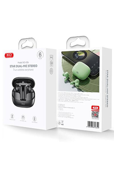 AUDIOX Ασύρματα Ακουστικά, XO X34, Ψείρες Ακουστικά, BT 5.3, 300mAh, Μαύρο