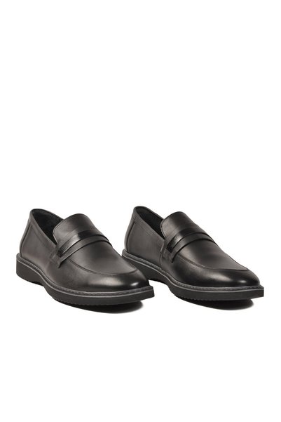 AYAKMOD Black Genuine Leather Men's Casual Shoes 2596 (Large Size) m