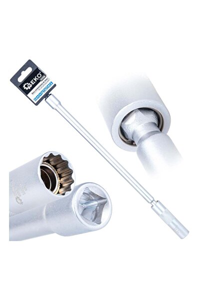 GEKO Cheie tubulară lungă pentru bujii 14mm 3/8 310 mm, cu articulație cardan...