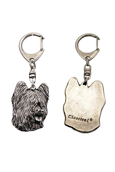 Art - Dog Briard, Berger de Brie - Breloc placat cu argint cu câine, decorați...