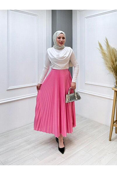 moda civinx Deri görünümlü piliseli etek