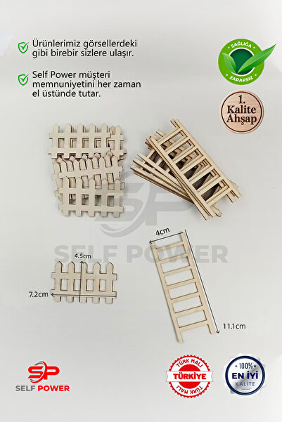 Self Power Minİ Dekore Ahşap Çit Ve Merdiven 20 Çit 5 Merdiven