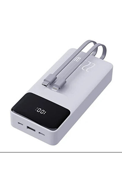 Luxis Power Bank - 10000 mAh, 4 ενσωματωμένα καλώδια, Γρήγορη φόρτιση 2 A, Οθ...