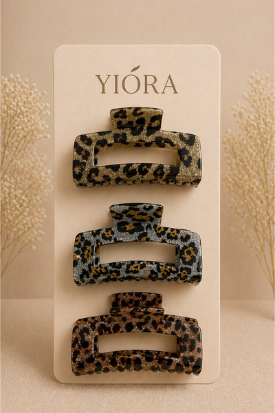 yiora Γυναικεία αγκράφα 3 τεμαχίων Premium Acetate Imported Series Μεγάλου με...