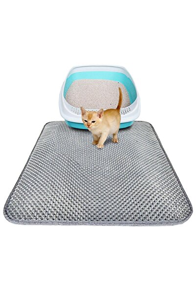 Aptel Χαλάκι για άμμο γάτας, διπλής στρώσης, καουτσούκ+αφρός, γκρι, 50x40 εκ.