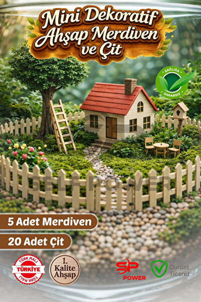 Self Power Minİ Dekore Ahşap Çit Ve Merdiven 20 Çit 5 Merdiven