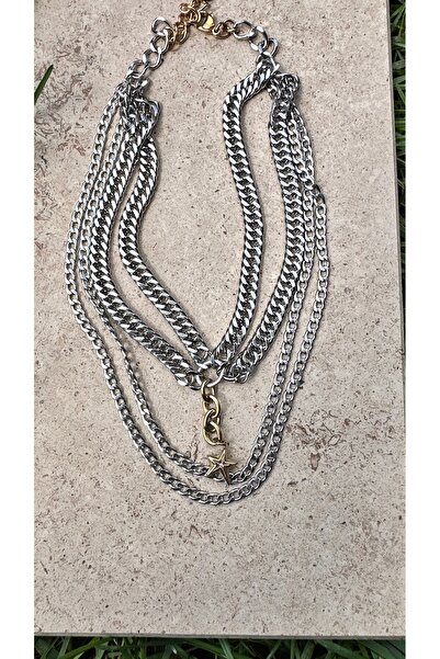 MONVEJEWELS Çoklu Zincirli Yıldız Detaylı Kolye