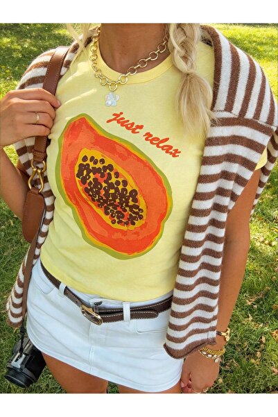 shams style Kiwi Baskı,Unisex Tişoürtü t-shirt (Kadın)