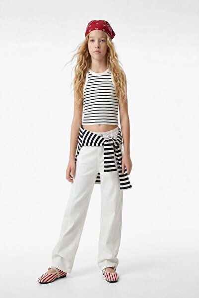 Koton Girl's Cotton Camisole Crew Neck Striped Undershirt