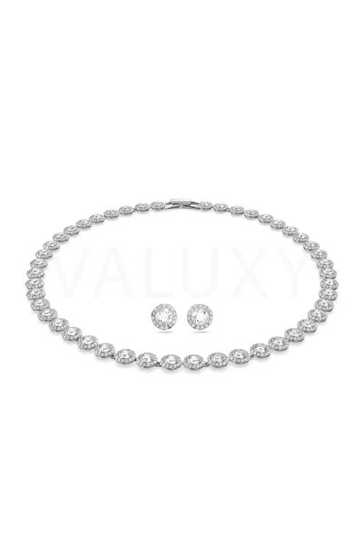 Valuxy Σετ Κολιέ και Σκουλαρίκια Άγγελης Ασημένιο