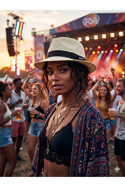 PIECE SIGNATURE 100% Χαρτί, Ψάθινο καπέλο Fedora με κοντό γείσο (Μέγεθος 57-5...