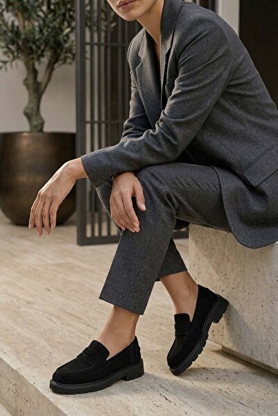 Stilbagshoes Anwen Genuine Leather Suede Women's Loafer Black