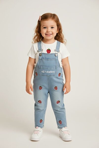 Patriko Baby Girl New Season Embroidered Soft Denim Embroidered Jumpsuit 6-24...