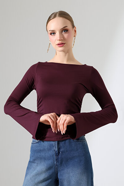 ModaPlaza Γυναικεία μπλούζα με λαιμόκοψη και ισπανικό μανίκι 22157