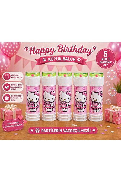 BKMC PARTY 10’lu Köpük Balon Seti Happy Birthday Pembe Kedi Temalı – Doğum Gü...