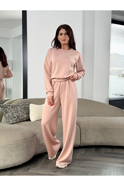 RAMONA BADESCU EXCLUSIVE Κομψό casual γυναικείο σετ - φαρδύ παντελόνι με ελασ...