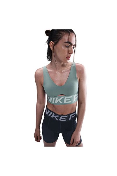 Nike Γυναικείο πράσινο αθλητικό σουτιέν Pro Indy Plunge με μεσαία στήριξη και...