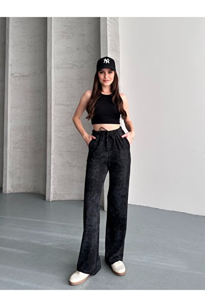 ModaPlaza Γυναικείο παντελόνι φόρμας με ελαστική μέση, τσέπες και σχέδιο μπατ...