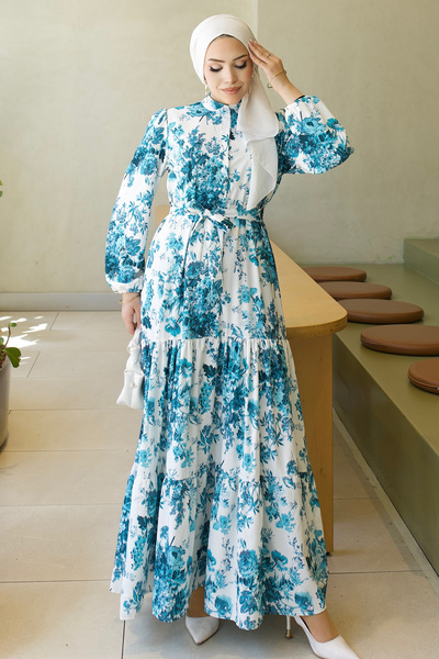 benguen Φόρεμα Τζέσικα με σχέδια, Τυρκουάζ B589