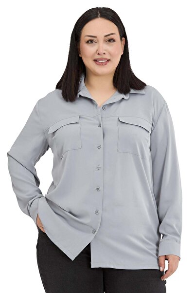 DISENTIS MODEST Μεγάλο μέγεθος, μακρυμάνικο πουκάμισο με διπλές τσέπες και κο...