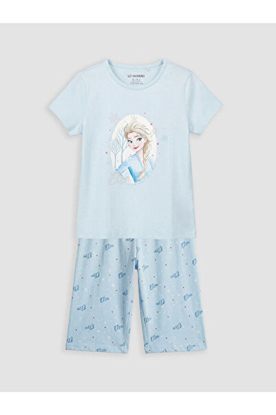 LC Waikiki Sparkling Choices Girls' Snow Princess Printed Capri Pajama Set fr...