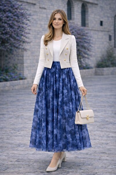 Sfg Life Moda Ασύμμετρη κοπή, έθνικ σχέδιο, ελαστική μέση και φούστα από τούλ...