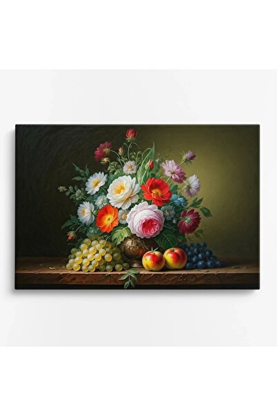 OEM Tablou pe pânză Flori WOWCanvas, Buchet de flori colorate și fructe, 60 x...