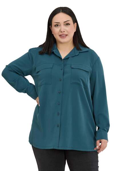 DISENTIS MODEST Μεγάλο μέγεθος, μακρυμάνικο πουκάμισο με διπλές τσέπες και κά...