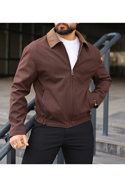 BASEL.CO Unisex Relax Βελούδινο Μπουφάν με Λεπτομέρεια στο Γιακά από Βασικό Ύ...