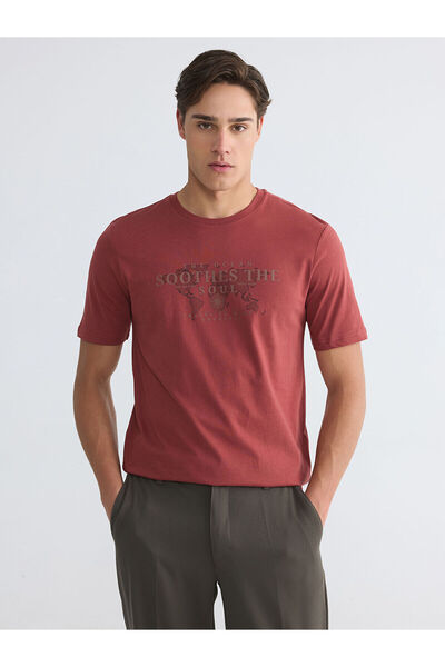 LC Waikiki Nevavm Oval Collar Printed Combed Cotton Men's T-Shirt