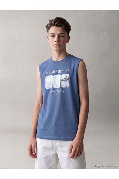 LC Waikiki Vizyon New Season Crew Neck Printed Boys' Tank Top