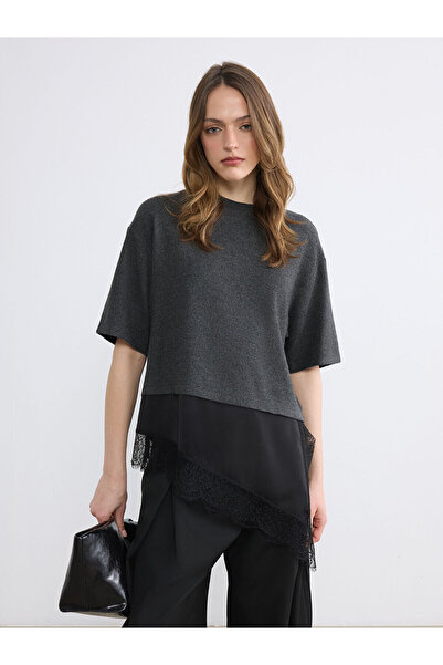 LC Waikiki Nevavm Oval Collar Asymmetrical Cut Women's Knitwear Sweater