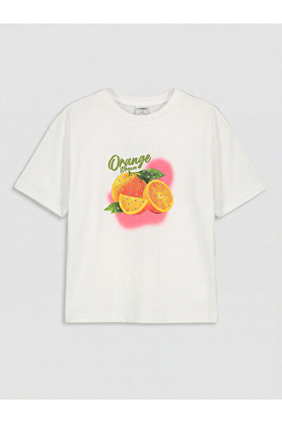 LC Waikiki Peak New Season Crew Neck Printed Girls' T-Shirt