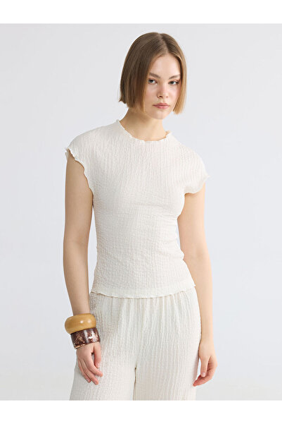 LC Waikiki Zero Roba Collar Ruffle Textured Blouse for Style Seekers from Uzg...