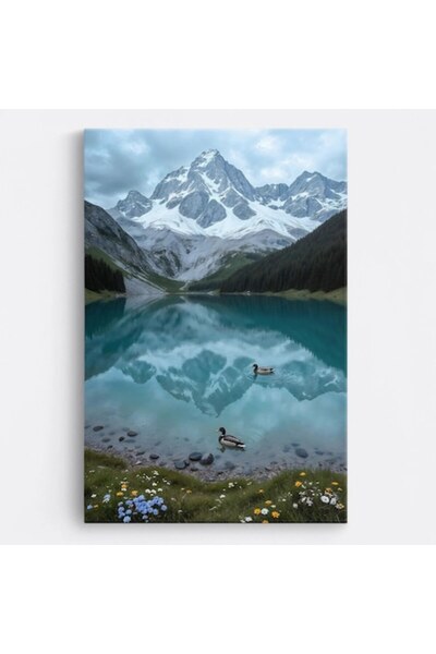 OEM Tablou pe pânză Peisaje WOWCanvas, Reflecții la râul de munte, 40 x 60 cm