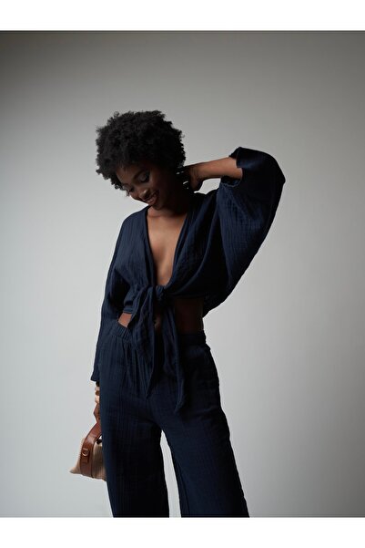 citycenterfashion Γυναικείο κιμονό από ύφασμα μουσελίνας με δέσιμο μπροστά ct...